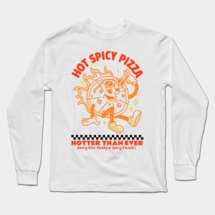 90s Retro Cartoon Hot Spicy Pizza Long Sleeve T-Shirt